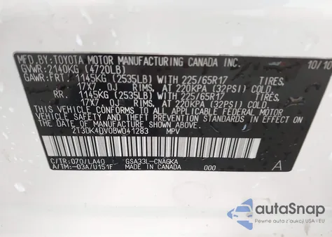 2011 Toyota Rav4 Limited V6 из США, поврежденный, VIN 2T3DK4DV0BW041283